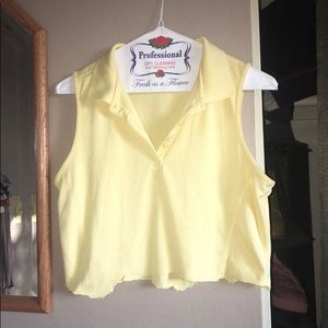 Self cropped yellow collared Columbia tank top